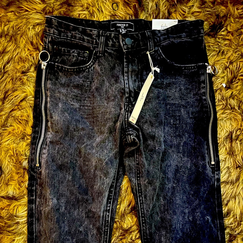 Faded black Zipper Jeans